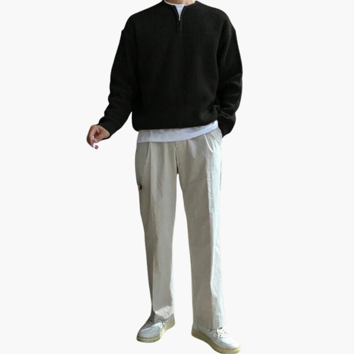 Herren Oversize Halbzip Pullover mit Moderner Strick
