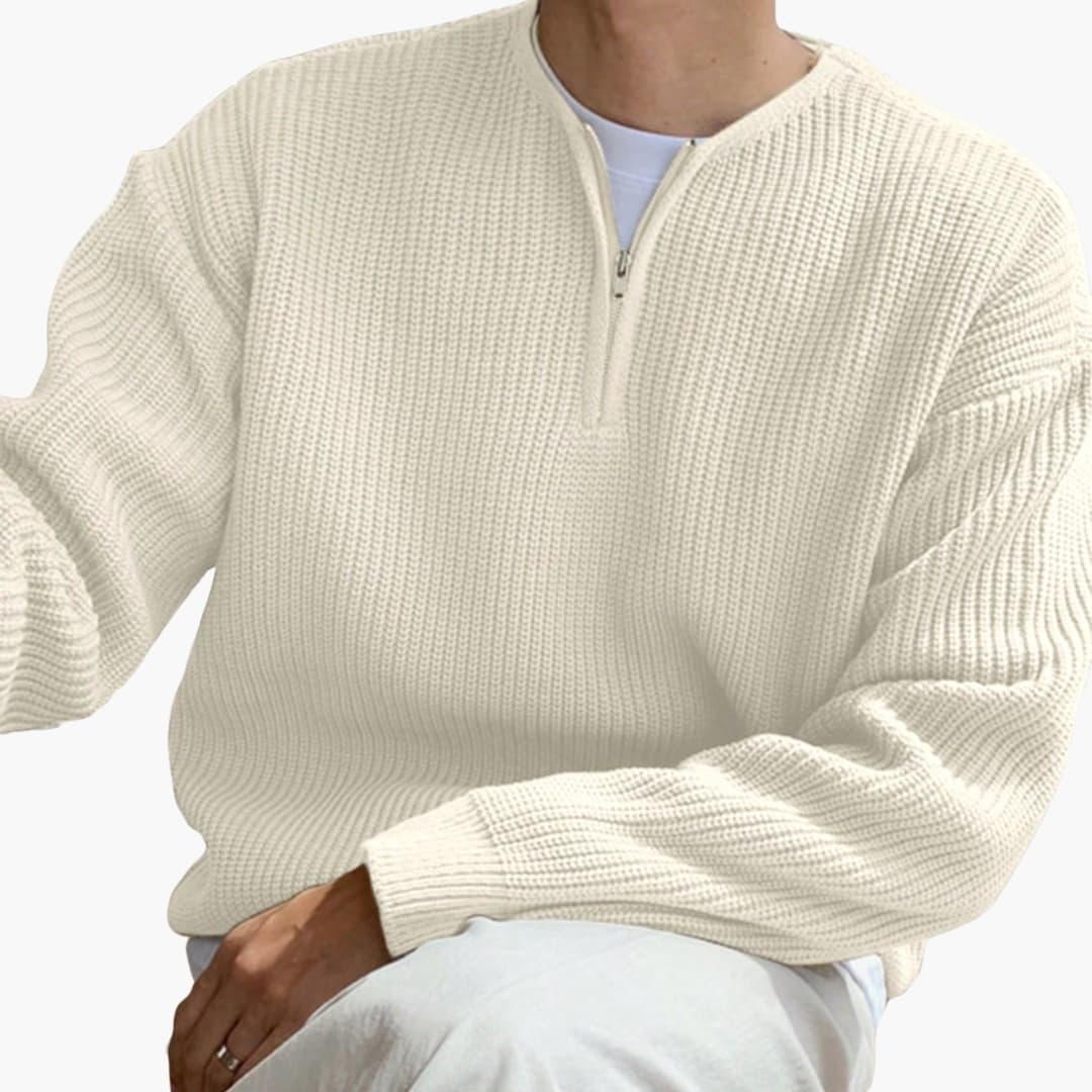 Herren Oversize Halbzip Pullover mit Moderner Strick