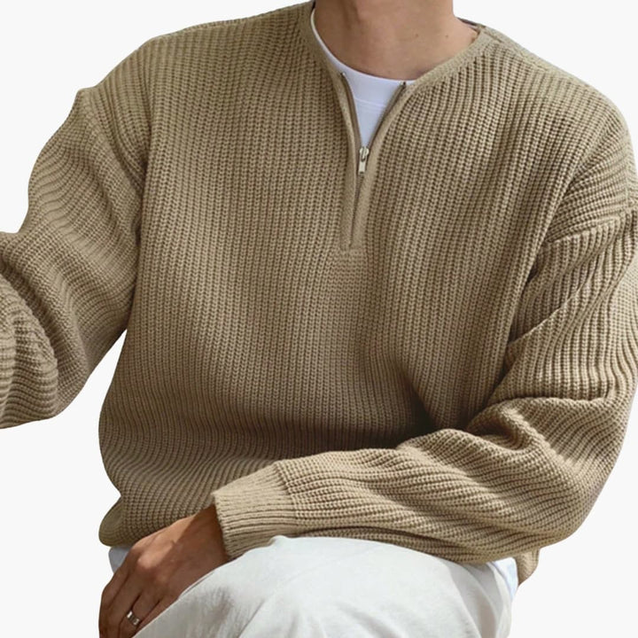 Herren Oversize Halbzip Pullover mit Moderner Strick