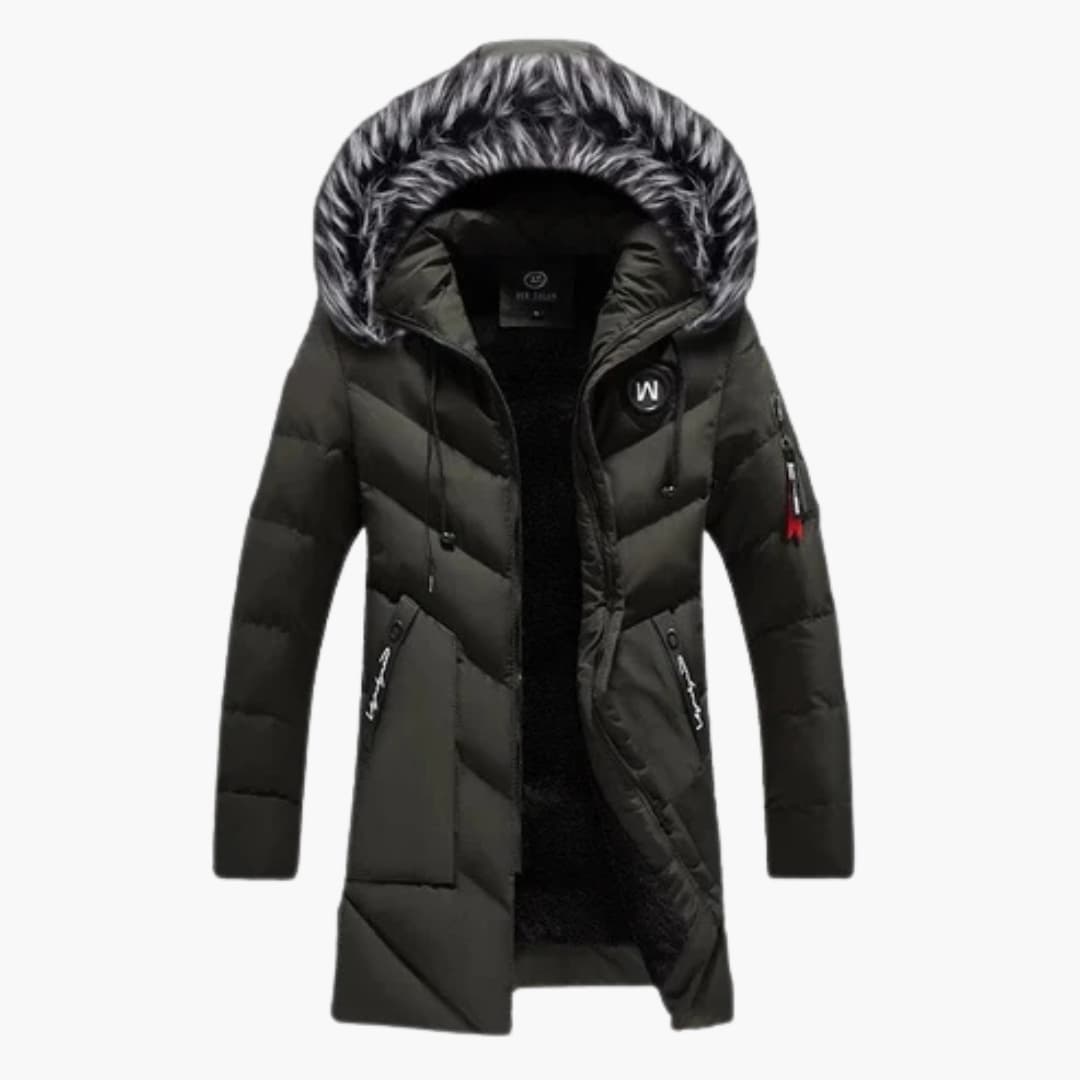 Herren Parka mit Kapuze und Steppoberfläche