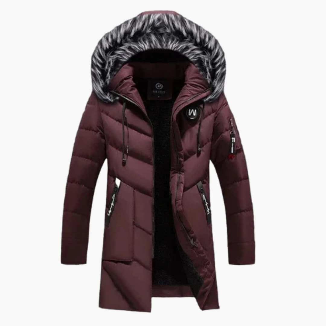 Herren Parka mit Kapuze und Steppoberfläche