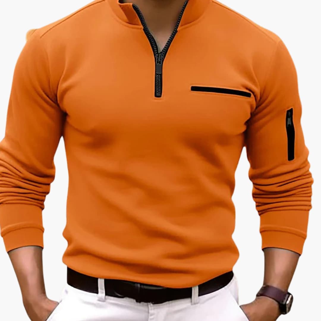 Herren Pullover mit Halbzip und Ärmeltasche