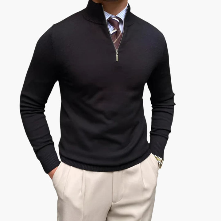 Herren Pullover mit Halbzip und Stehkragen