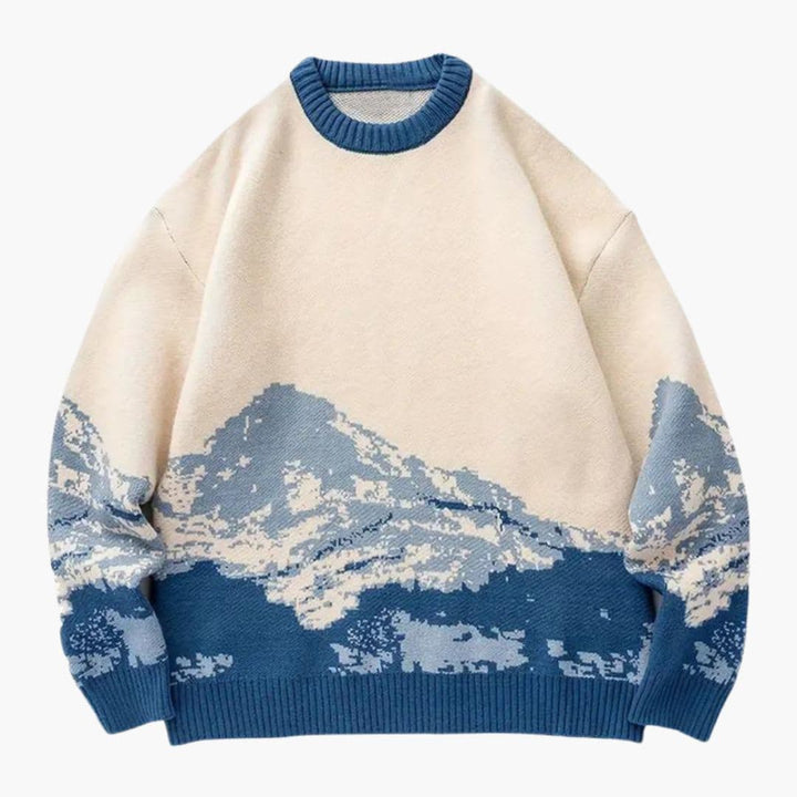 Herren Pullover mit Rundhalsausschnitt und Bergmuster