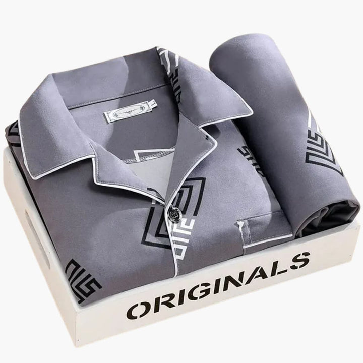 Herren Pyjama Set mit Knopfhemd
