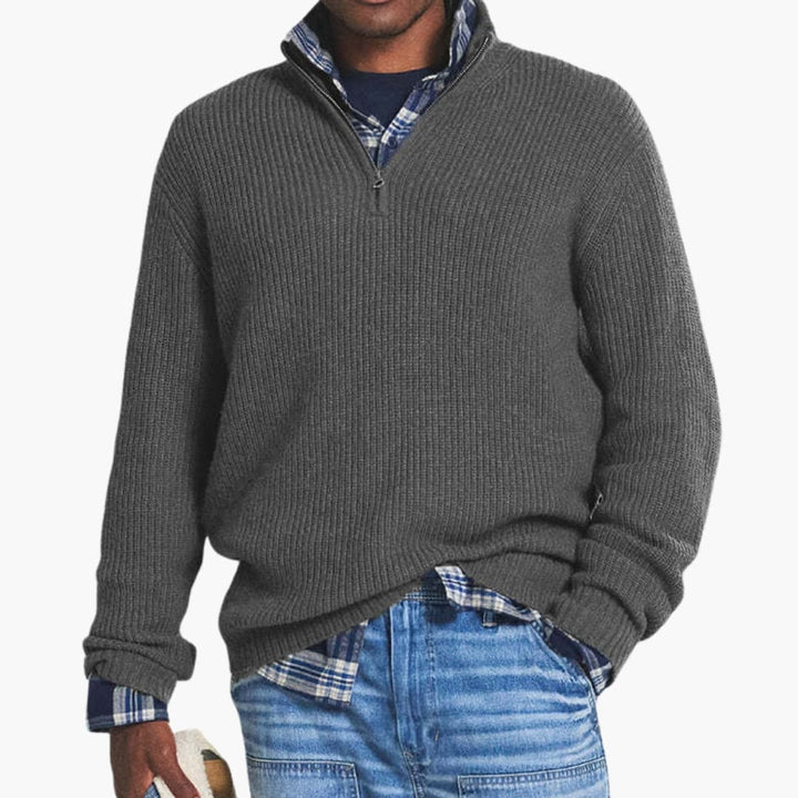 Herren Rippstrickpullover mit Halbzip