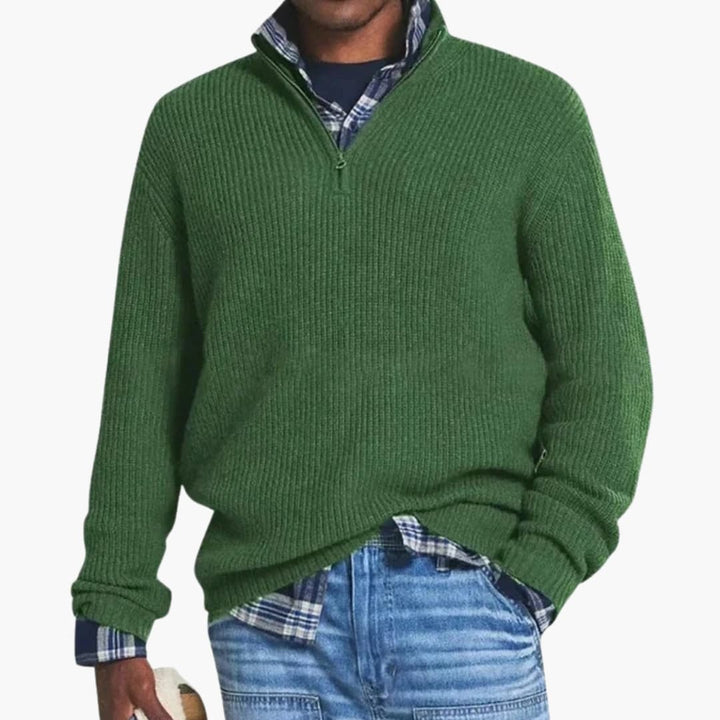 Herren Rippstrickpullover mit Halbzip