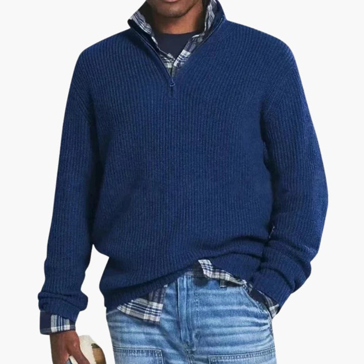 Herren Rippstrickpullover mit Halbzip