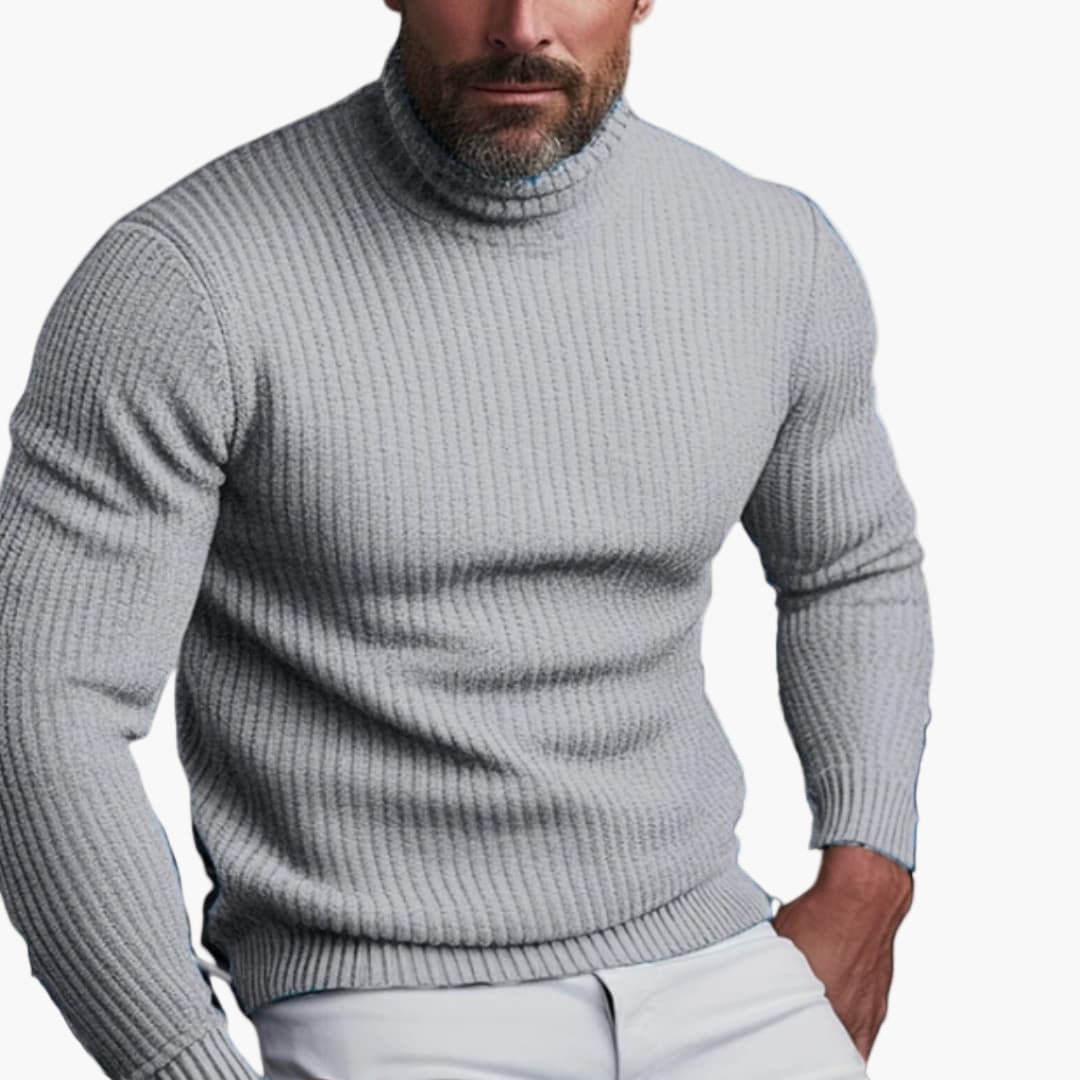 Herren Rollkragenpullover mit Rippstrick Design