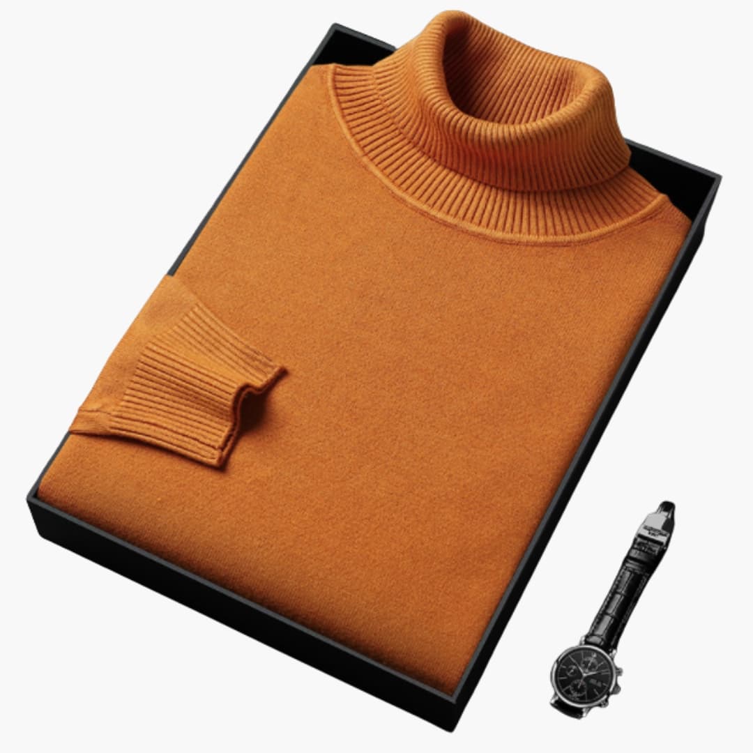 Herren Rollkragenpullover mit langen Ärmeln und Rippbund