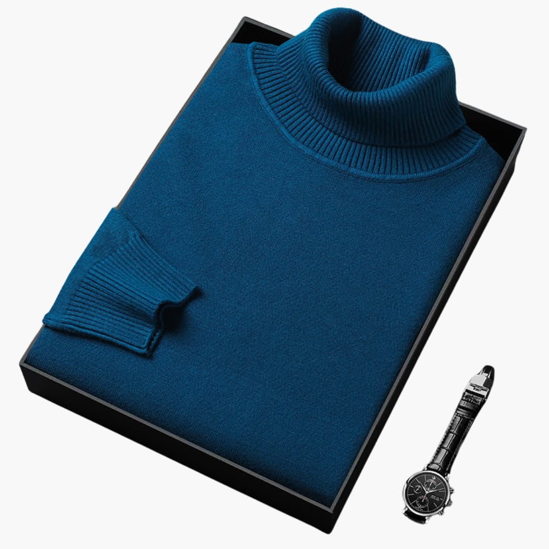 Herren Rollkragenpullover mit langen Ärmeln und Rippbund
