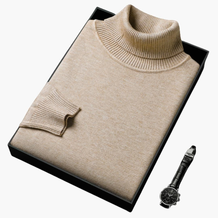Herren Rollkragenpullover mit langen Ärmeln und Rippbund