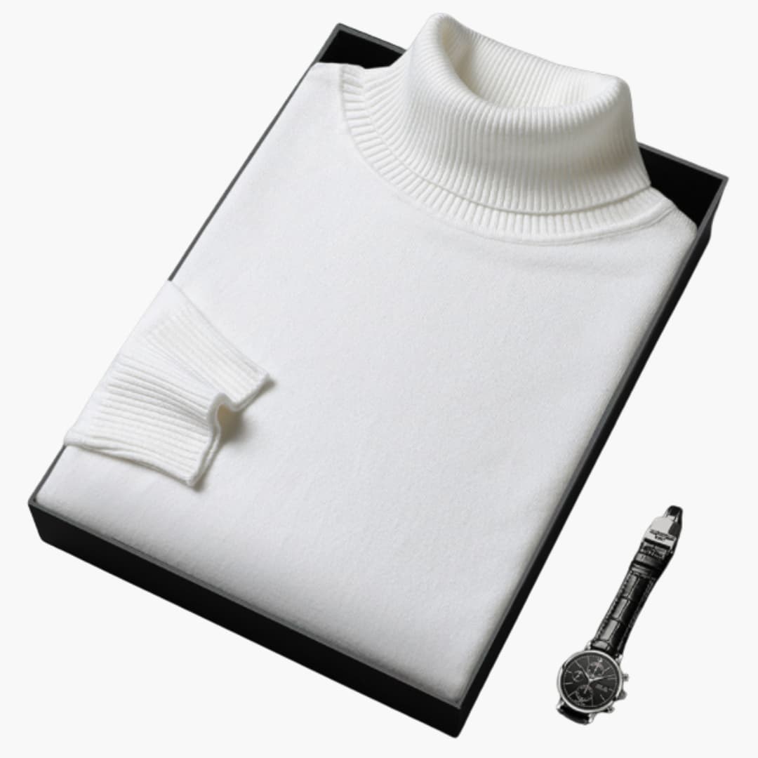 Herren Rollkragenpullover mit langen Ärmeln und Rippbund