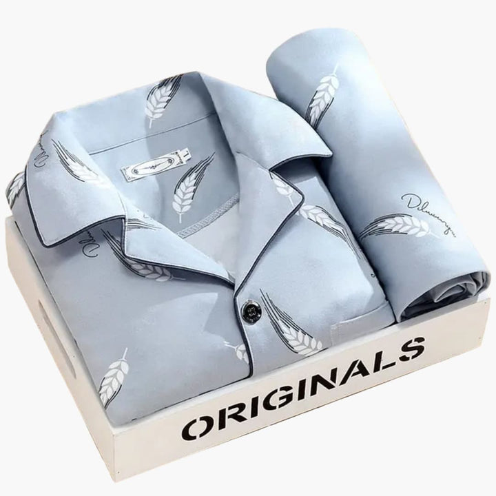 Herren Schlafanzug Set mit Hemd und langer Hose