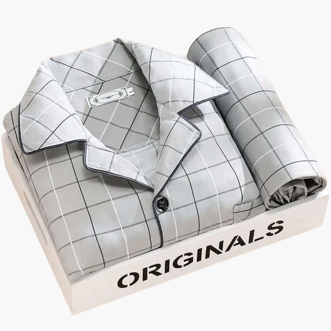 Herren Schlafanzug Set mit Hemd und langer Hose