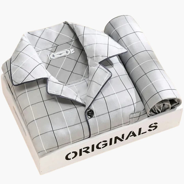 Herren Schlafanzug Set mit Hemd und langer Hose