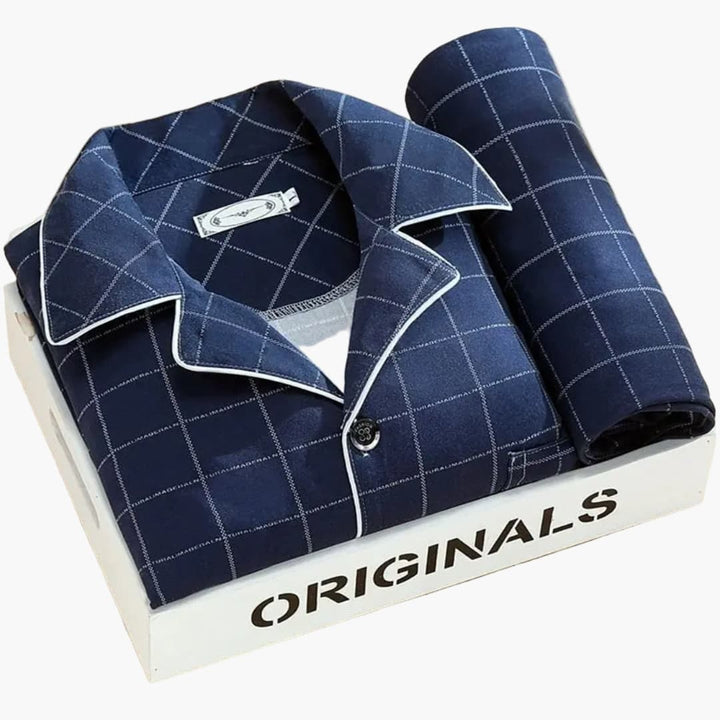 Herren Schlafanzug Set mit Hemd und langer Hose