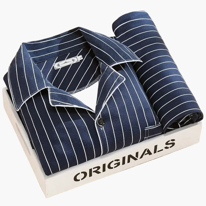 Herren Schlafanzug Set mit Hemd und langer Hose