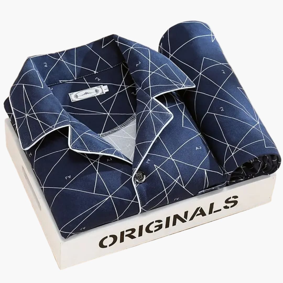 Herren Schlafanzug Set mit Hemd und langer Hose