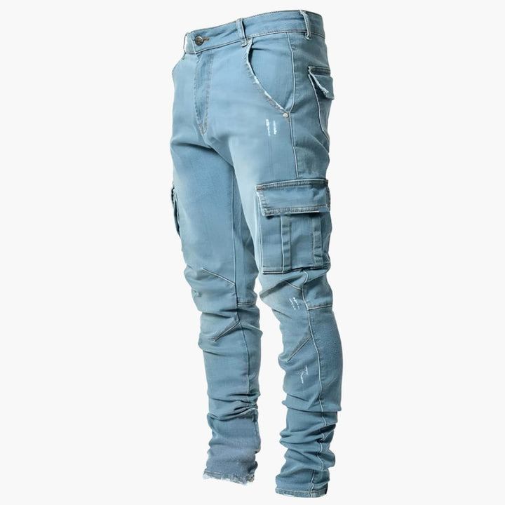 Herren Slim Jeans mit Reißverschluss und fünf Taschen