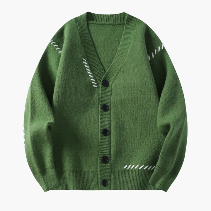 Herren Strickjacke mit Knopfleiste und V Ausschnitt