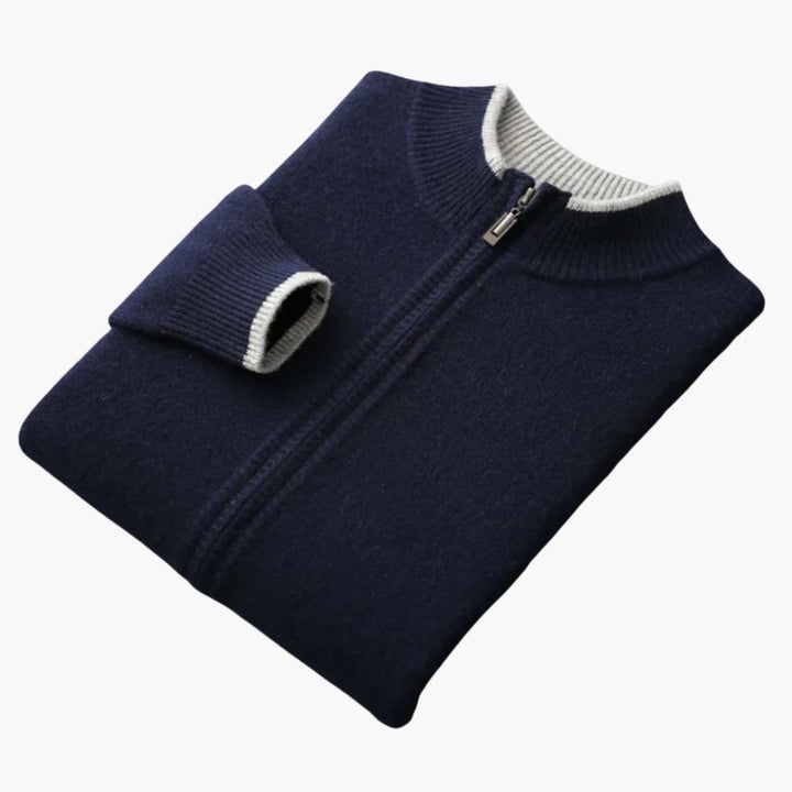 Herren Strickjacke mit Reißverschluss und Rippkragen
