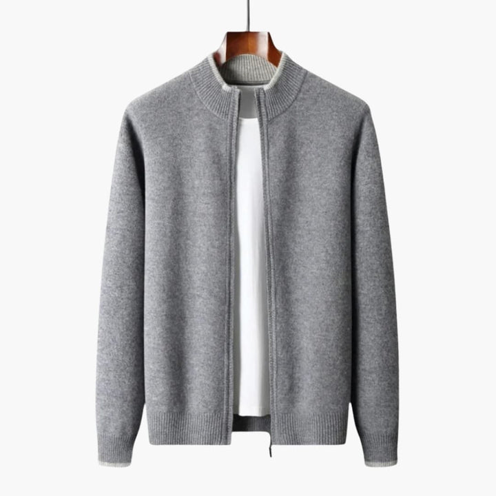Herren Strickjacke mit Reißverschluss und Rippkragen