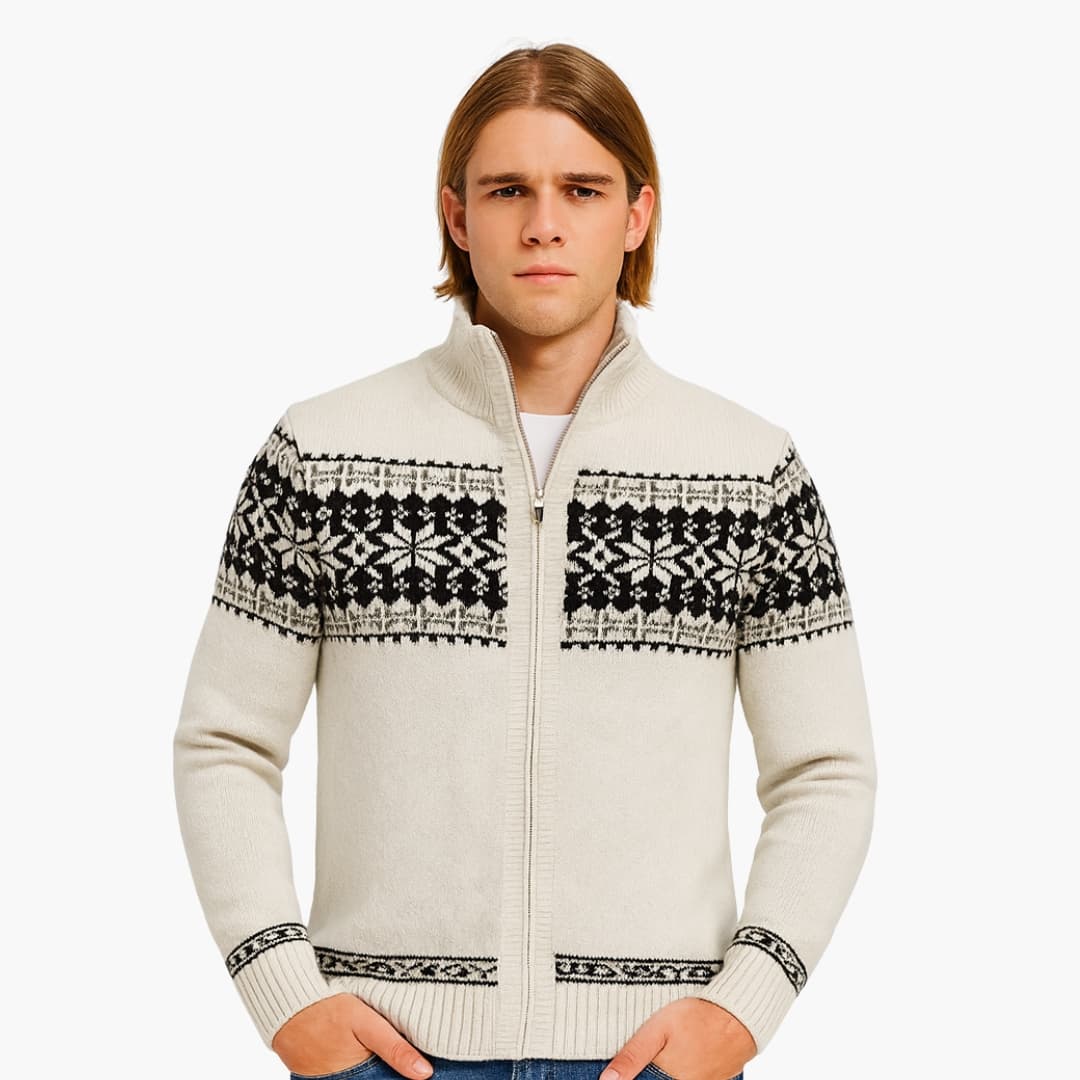 Herren Strickjacke mit Reißverschluss und Stehkragen