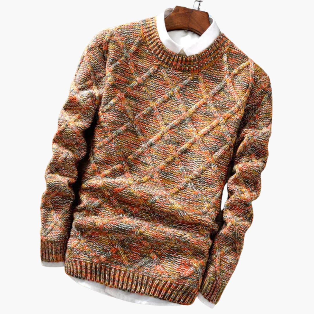 Herren Strickpullover in Mehrfarbig mit Rautenmuster