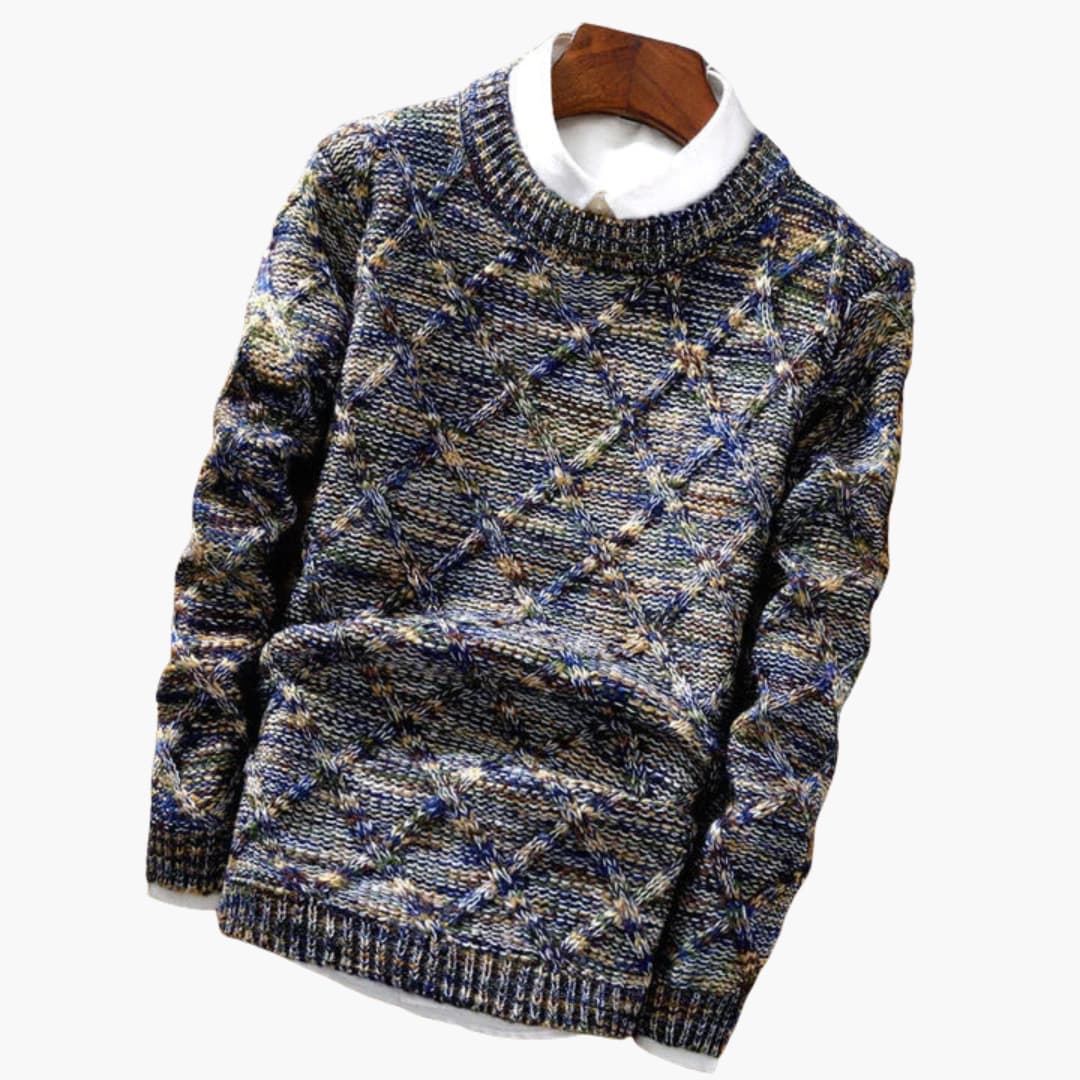 Herren Strickpullover in Mehrfarbig mit Rautenmuster