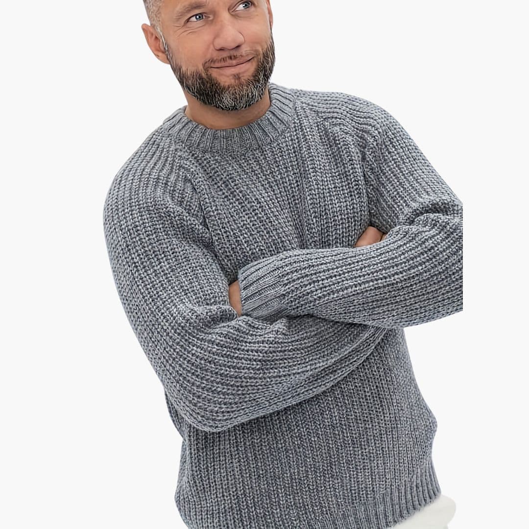 Herren Strickpullover mit Geripptem Saum