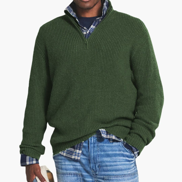 Herren Strickpullover mit Halbzip und Reißverschluss