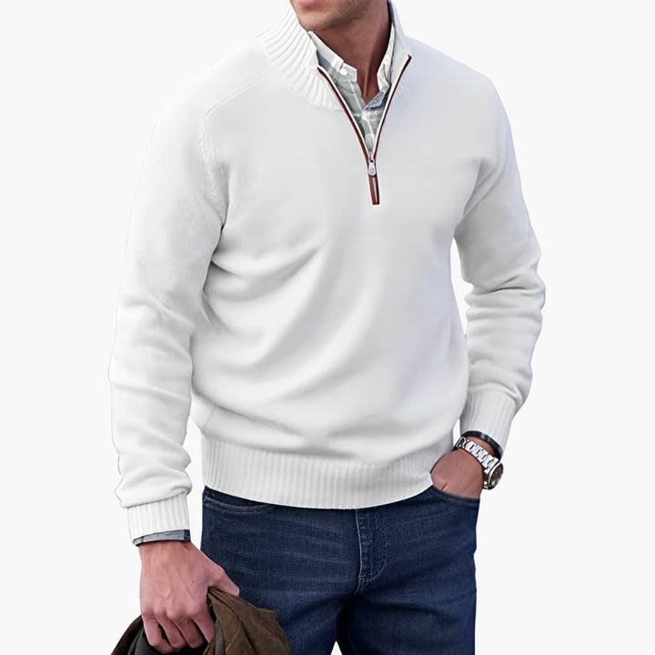 Herren Strickpullover mit Rippkragen