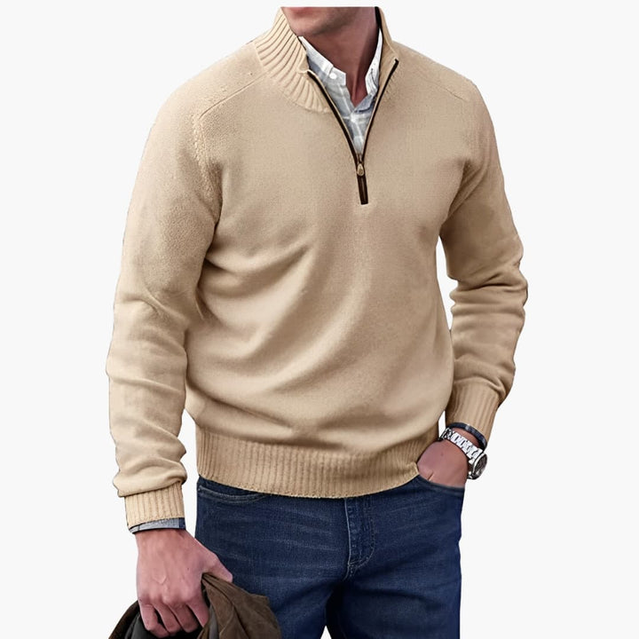 Herren Strickpullover mit Rippkragen