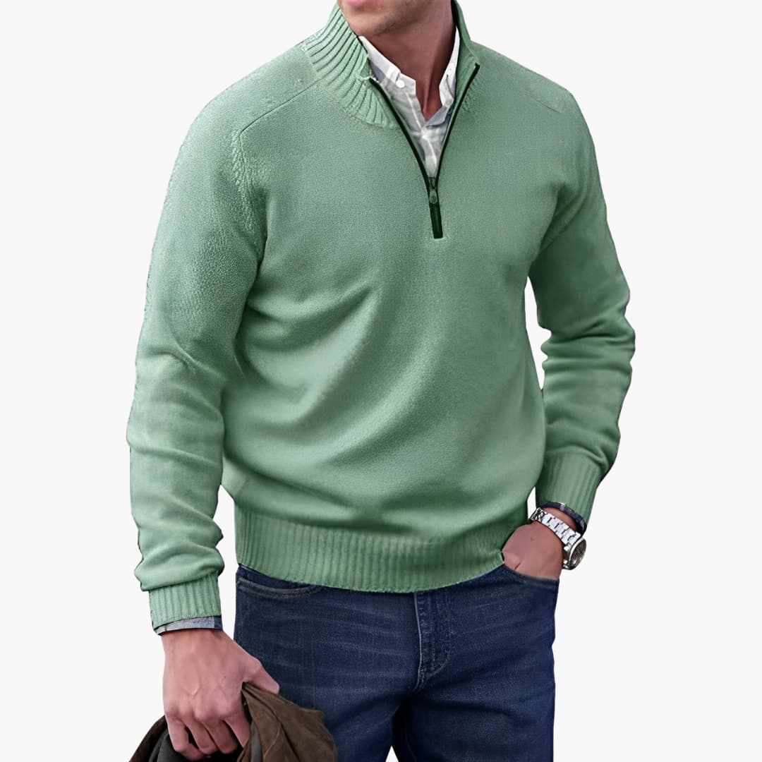 Herren Strickpullover mit Rippkragen