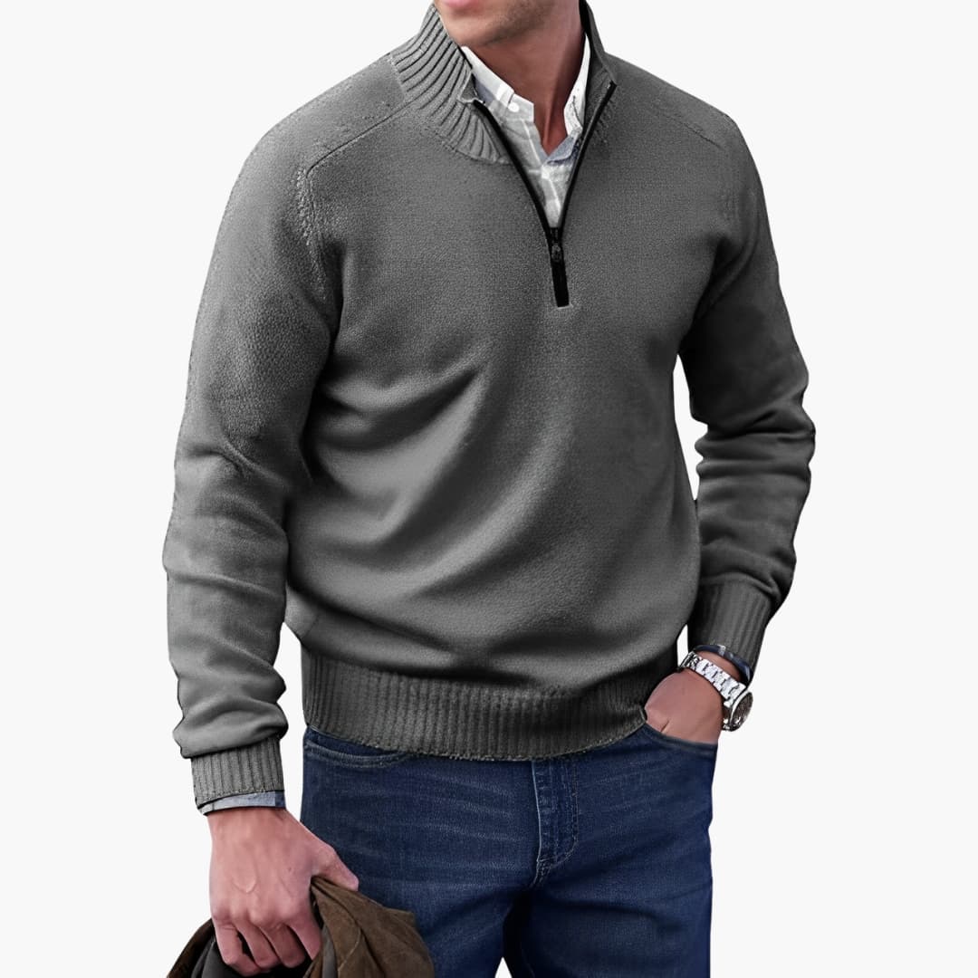 Herren Strickpullover mit Rippkragen