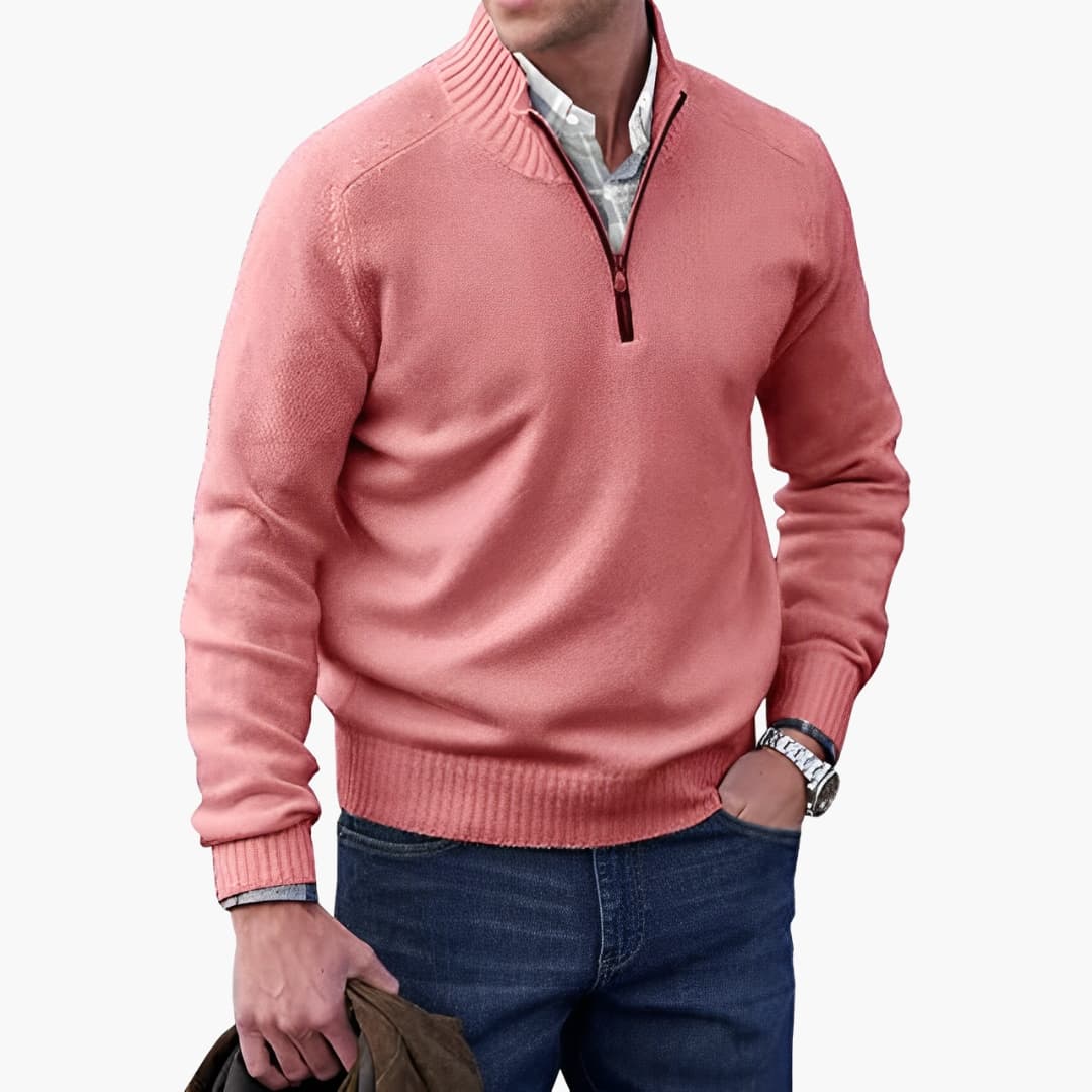 Herren Strickpullover mit Rippkragen