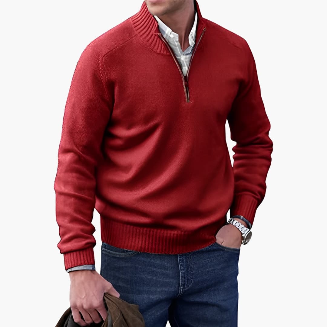 Herren Strickpullover mit Rippkragen