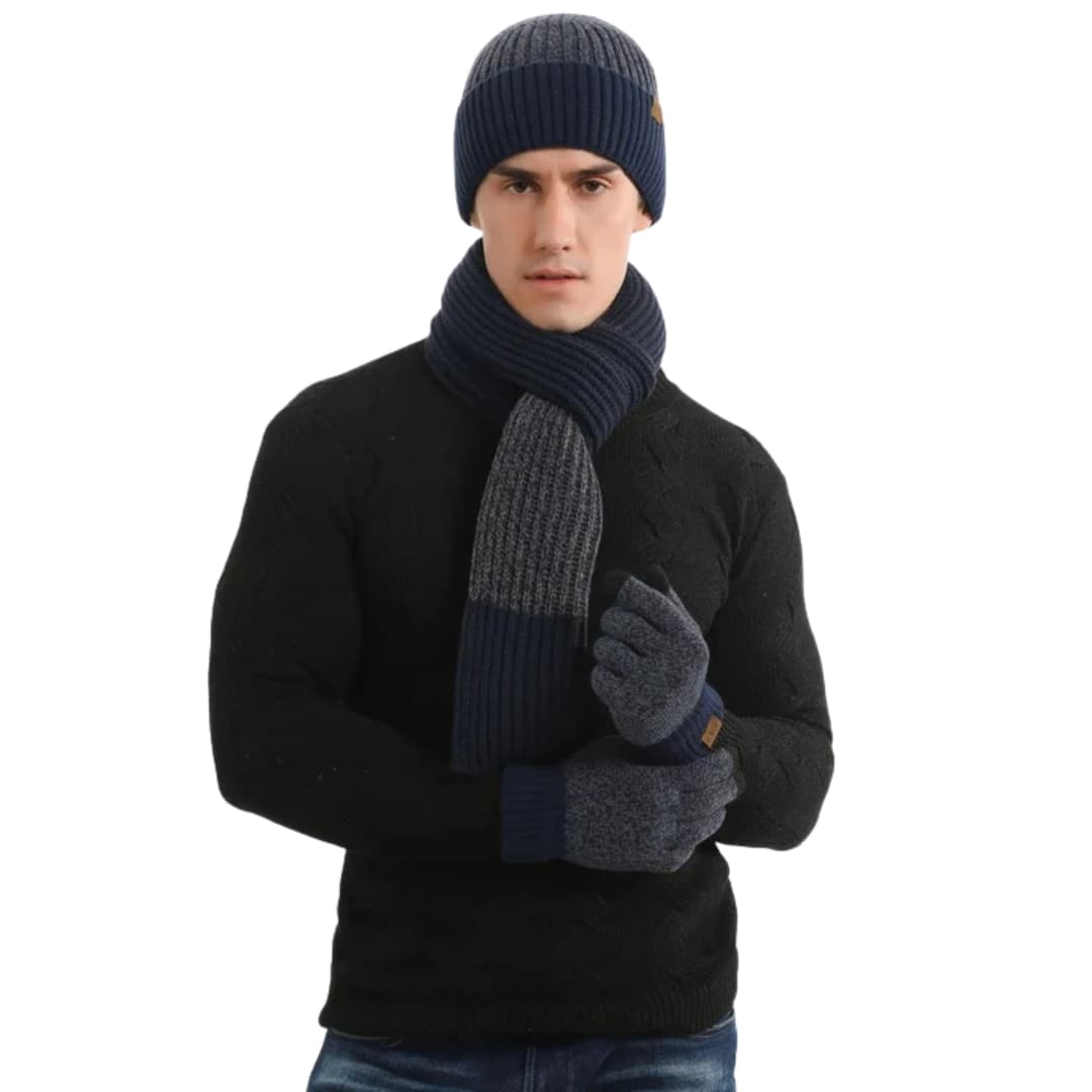 Herren Strickset mit Mütze Handschuhen und Schal