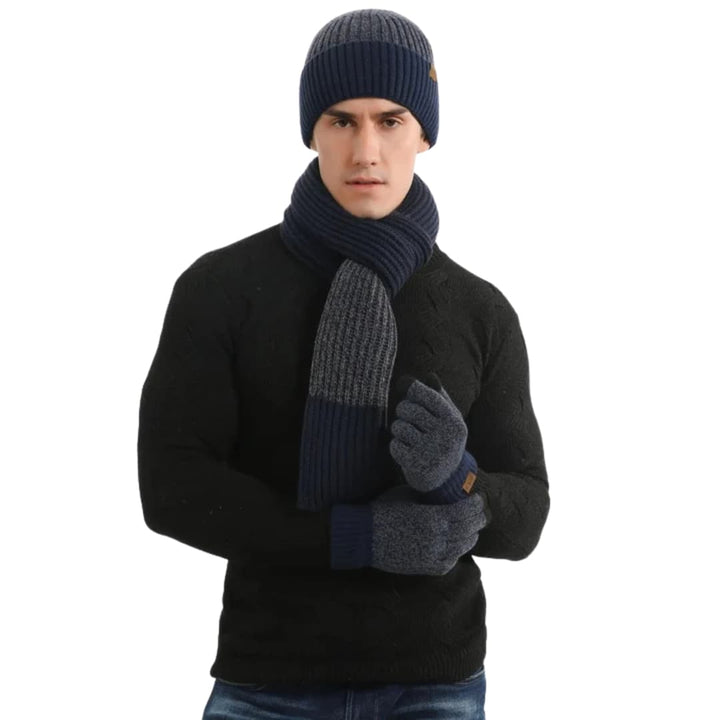 Herren Strickset mit Mütze Handschuhen und Schal
