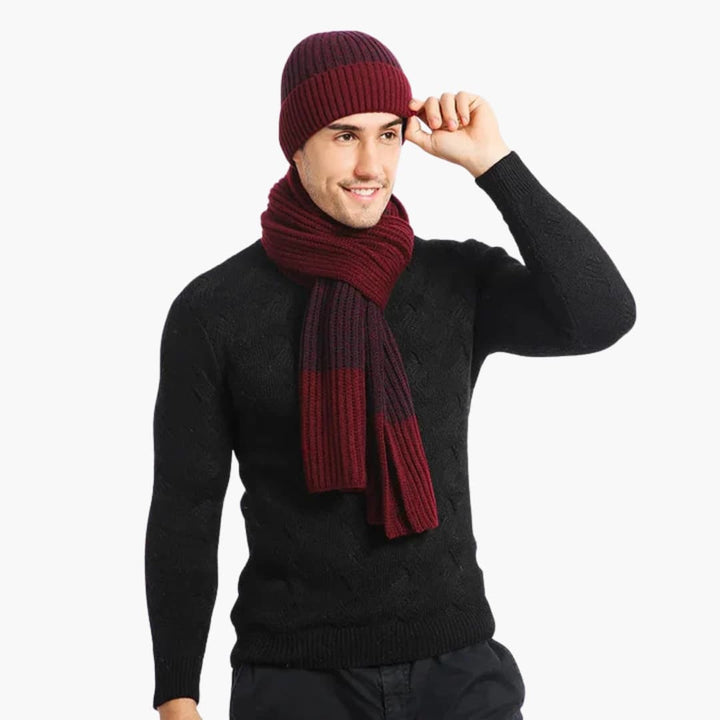 Herren Strickset mit Mütze Handschuhen und Schal
