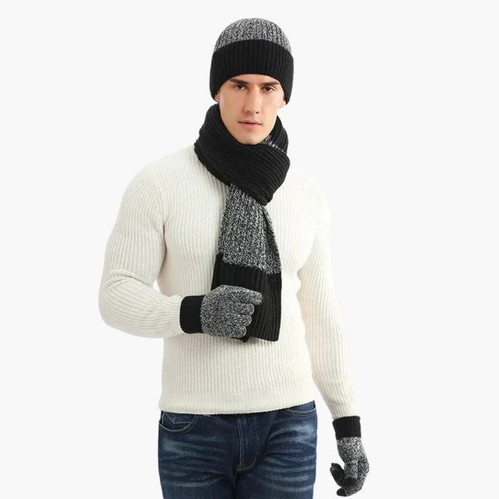 Herren Strickset mit Mütze Handschuhen und Schal