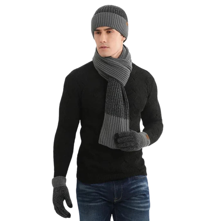 Herren Strickset mit Mütze Handschuhen und Schal