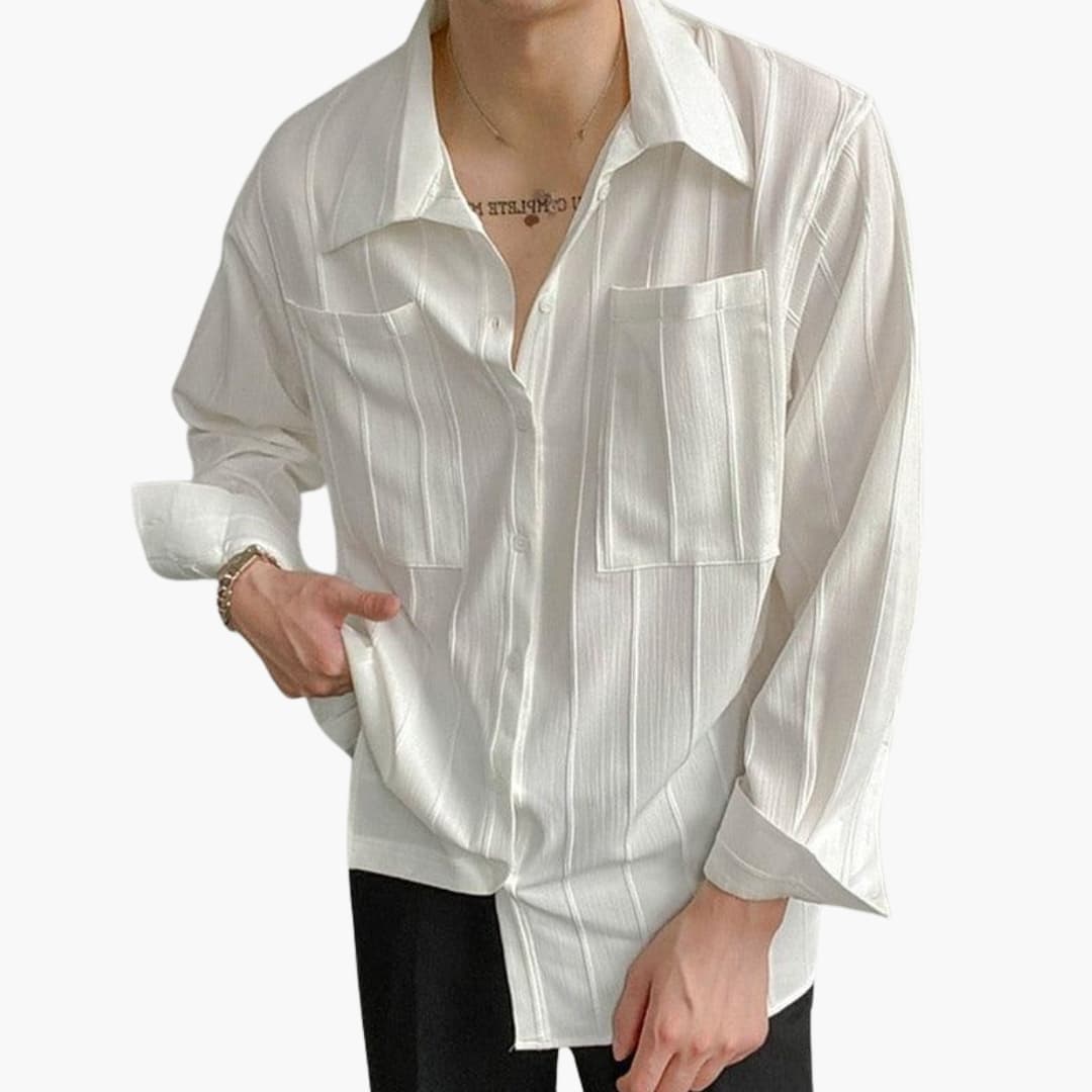 Herren T Shirt mit Rundhalsausschnitt und Rippstruktur