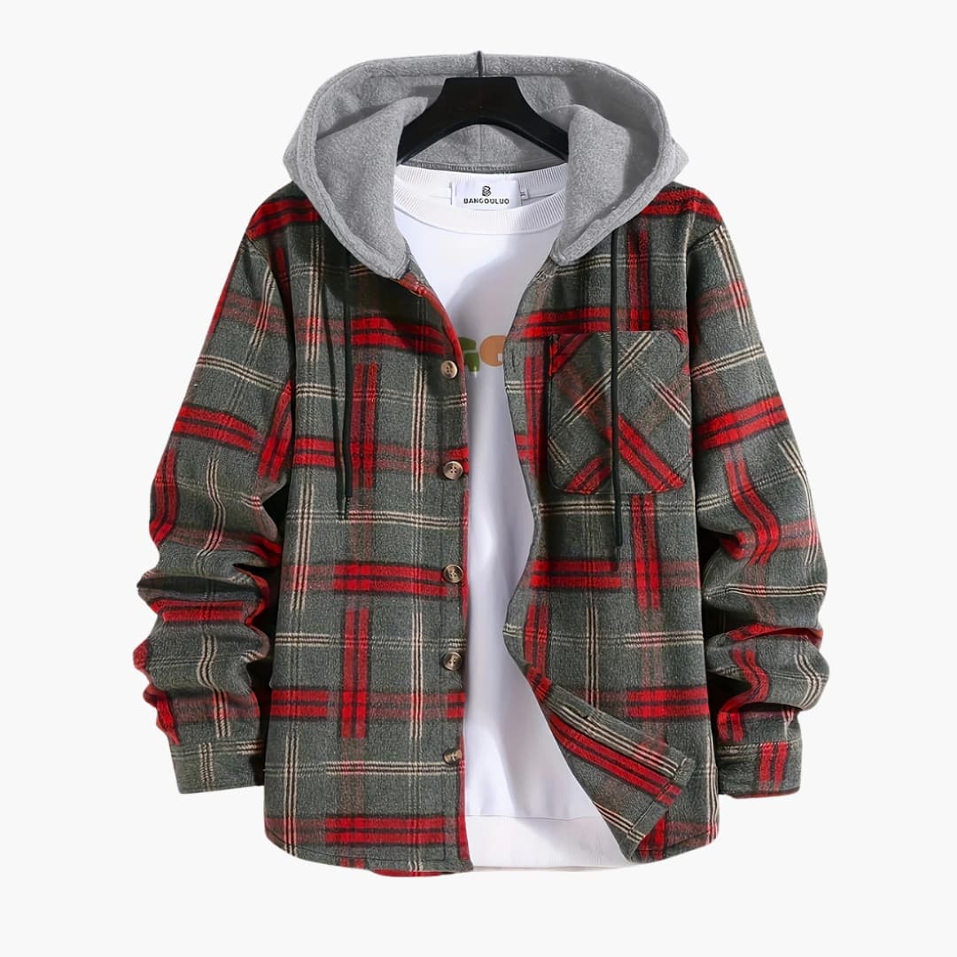 Herren Winterjacke mit Kapuze und Knopfverschluss