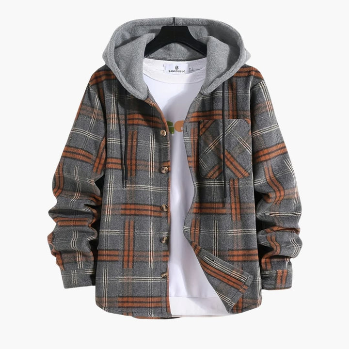 Herren Winterjacke mit Kapuze und Knopfverschluss