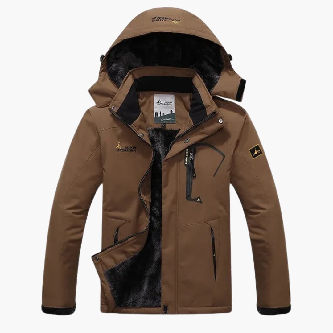 Herren Winterjacke mit Reißverschluss und abnehmbarer Kapuze