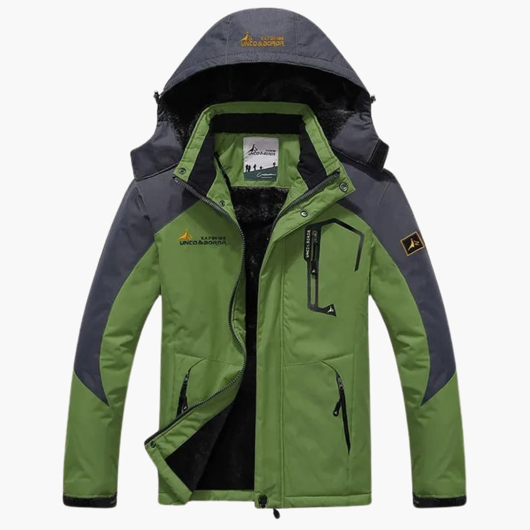 Herren Winterjacke mit Reißverschluss und abnehmbarer Kapuze