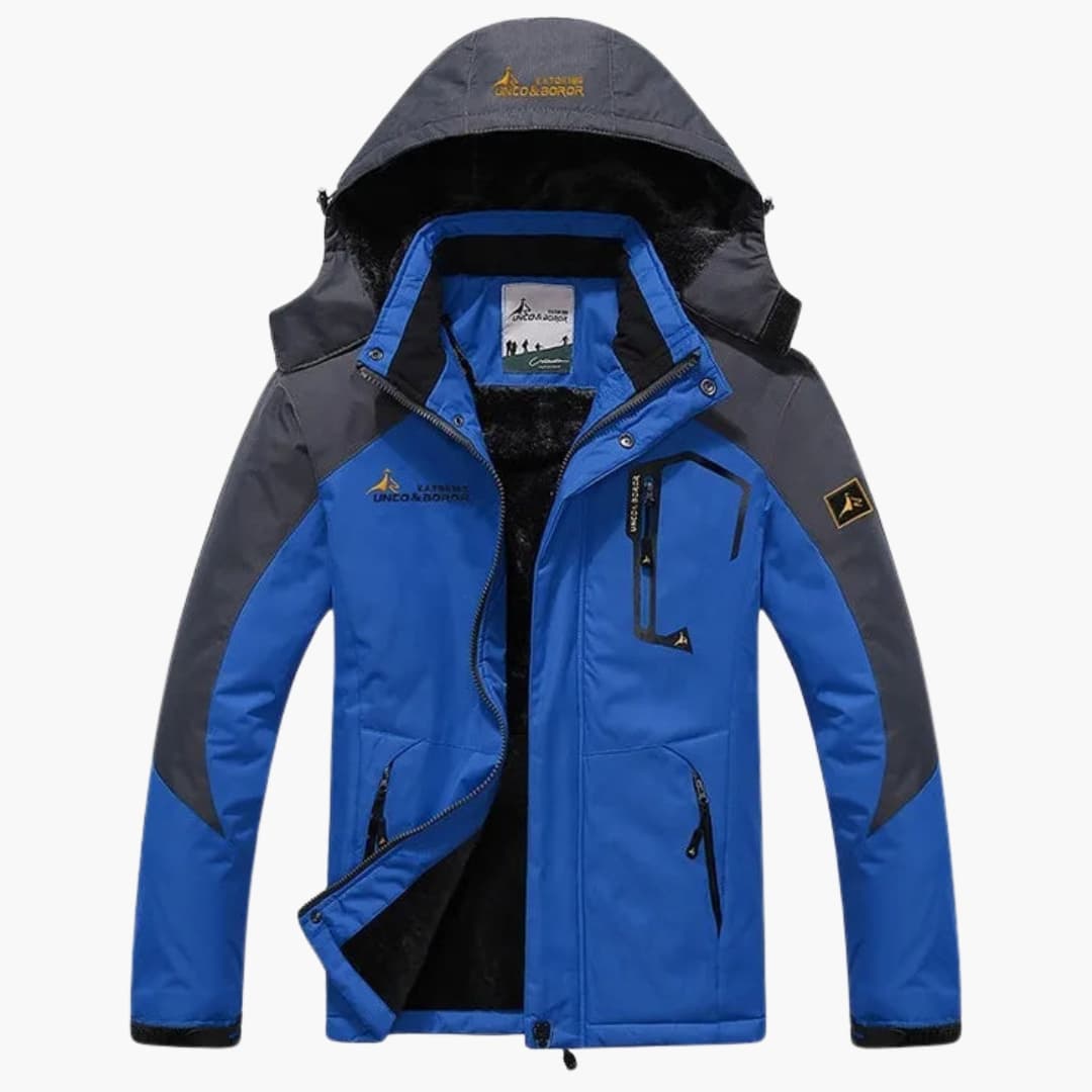 Herren Winterjacke mit Reißverschluss und abnehmbarer Kapuze