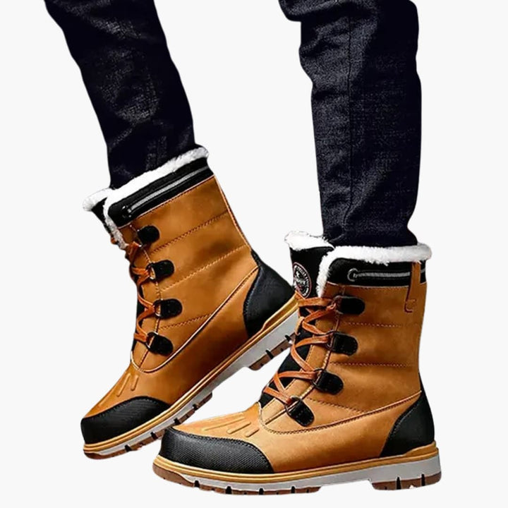 Herren Winterstiefel mit Schnürverschluss und Gummilaufsohle